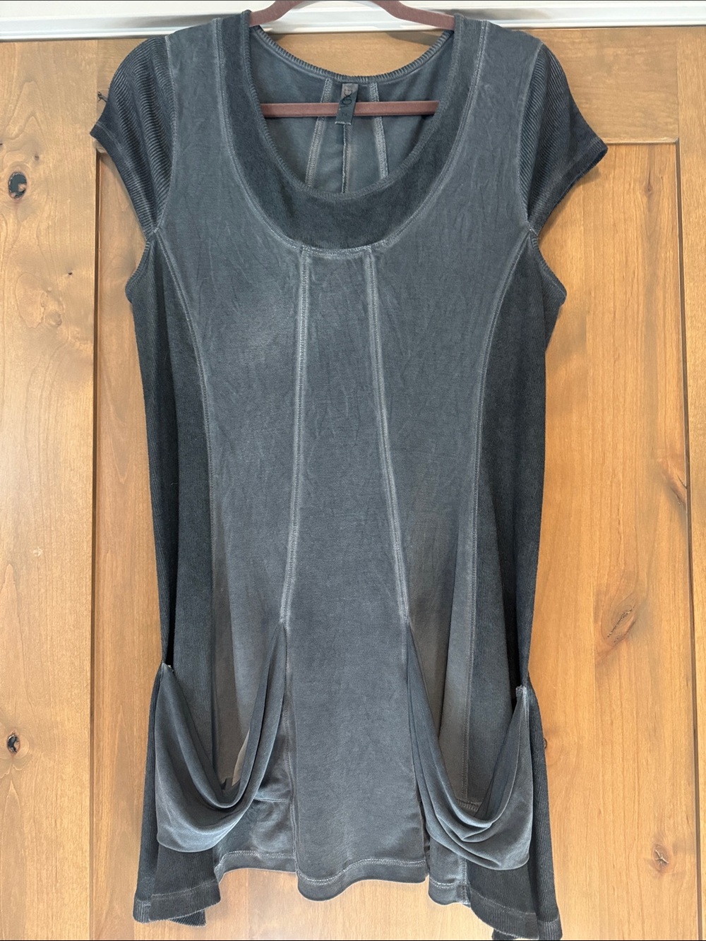 Deca Paris Asymmetric Lagenlook Long Tunic top Womens T4/ MT longline Grey